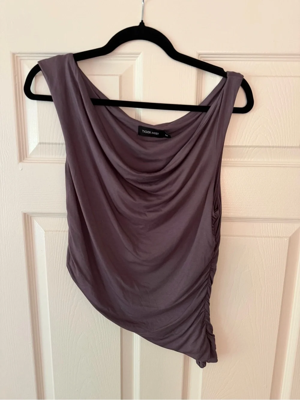 Tiger Mist Draped Cowl Neck Top - Dusty Mauve